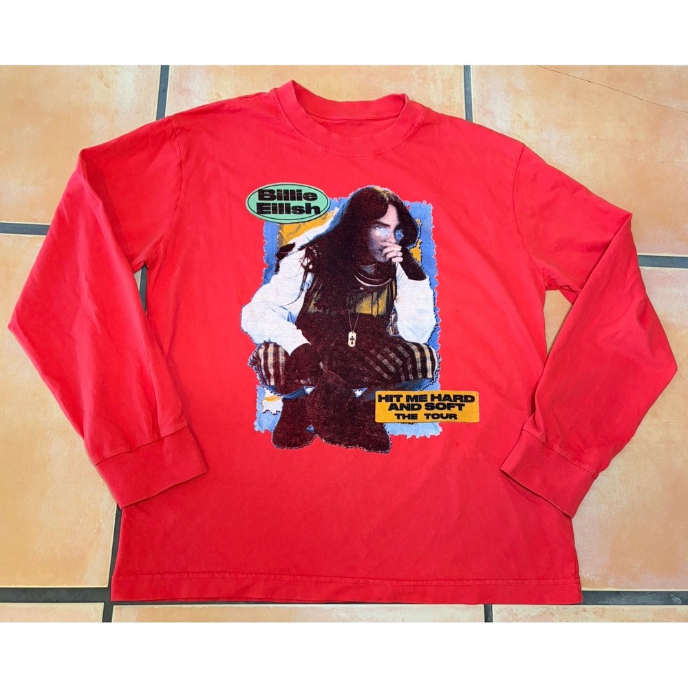 Official 2024 Billie Eilish hit me hard & soft tour Large red longsleeve shirt